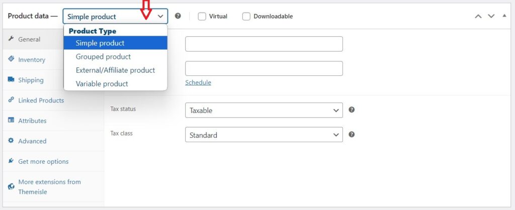 woocommerce product types