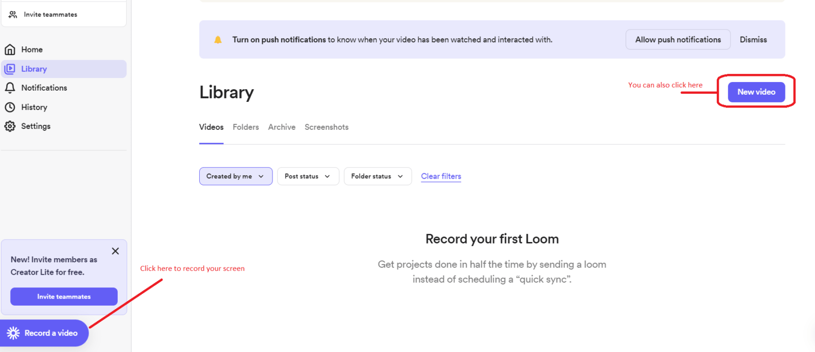 loom record screen